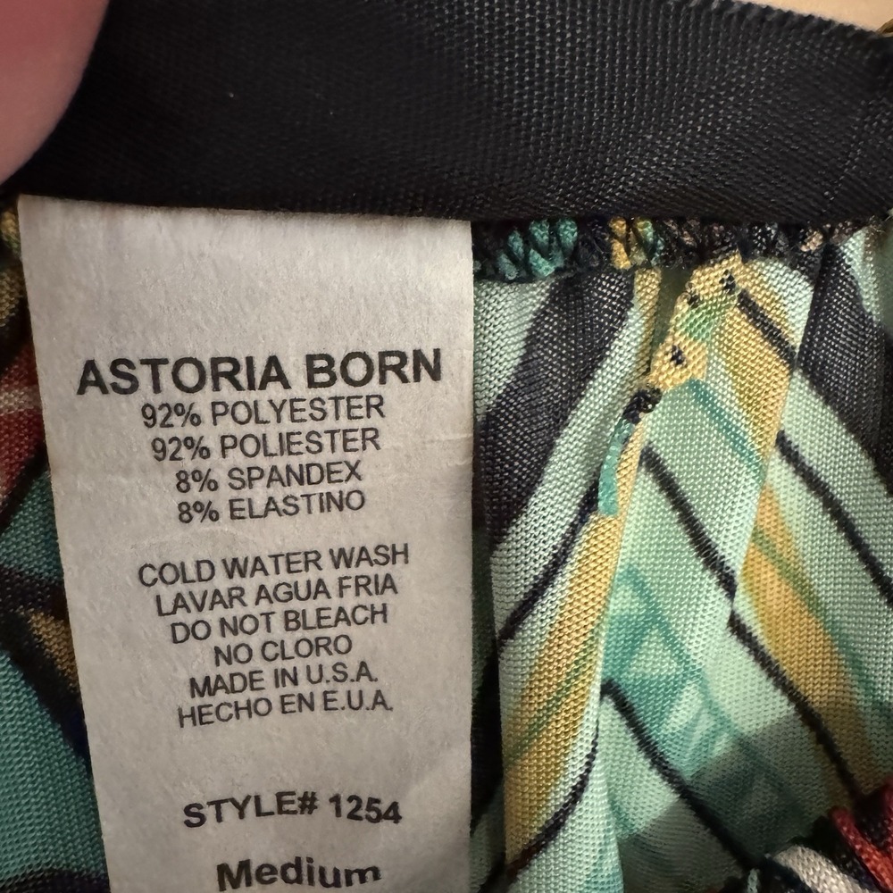 Astoria Born Womens Medium Boho Hippie Chevron Tunic Top Bell Sleeve Turquoise - Picture 4 of 8